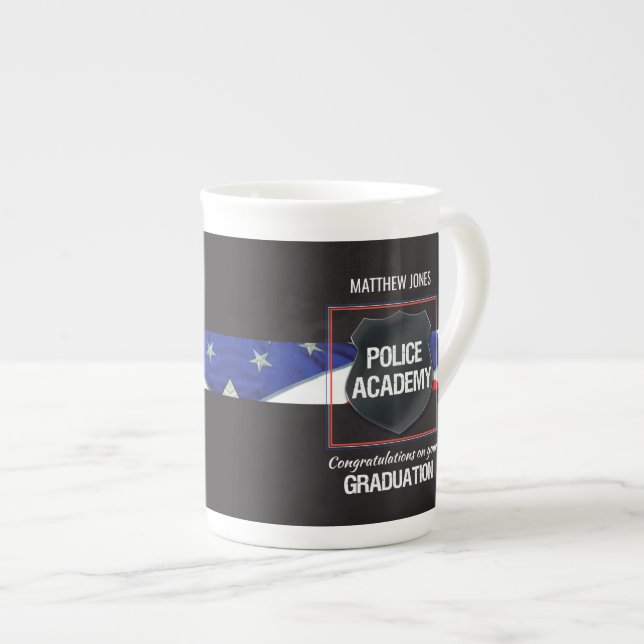 Taza De Porcelana Nombre personalizado, graduación de la Academia de (Derecha)