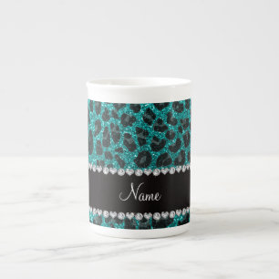 Taza De Porcelana Nombre personalizado impresión de leopardo de purp