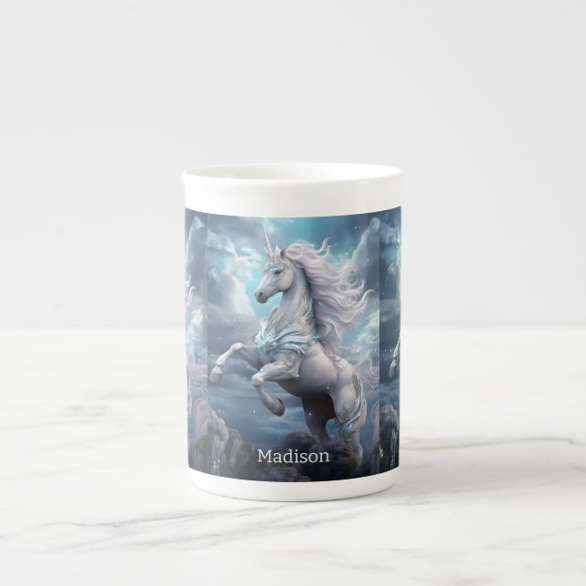 Taza De Porcelana Nombre personalizado lindo unicornio (Frente)