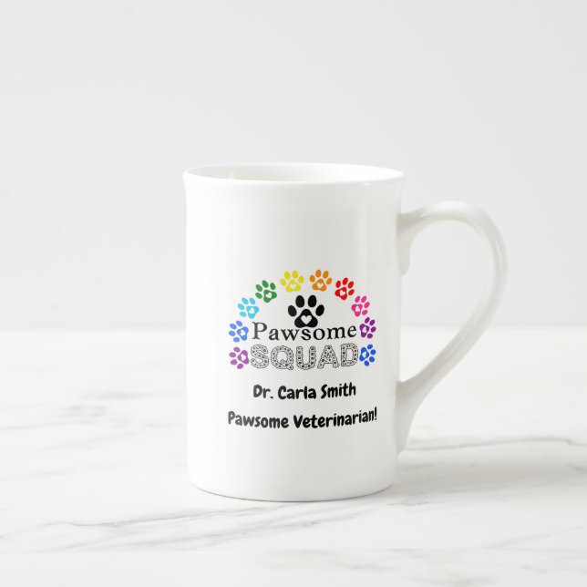 Taza De Porcelana Nombre personalizado veterinario de Pawsome - (Derecha)
