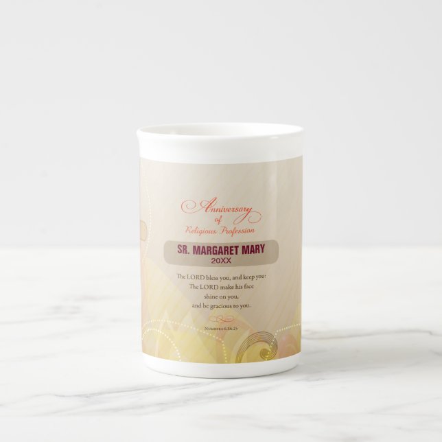 Taza De Porcelana Nombre personalizado y monja de año, 60º aniversar (Frente)