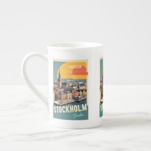 Taza De Porcelana Nombre y texto personalizados Estocolmo Suecia