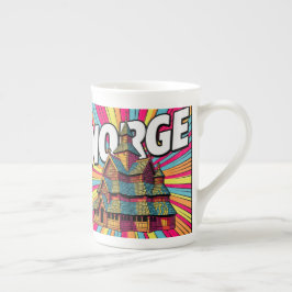 Taza De Porcelana Norge Norway Stave Church Oslo Pop Art Coffee Mug