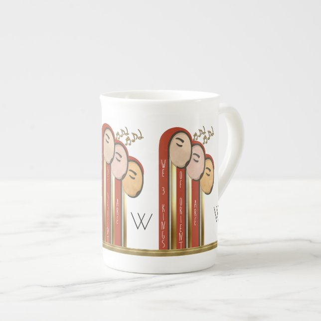 Taza De Porcelana Nosotras 3 Reyes - Monogramados Navidades Art Deco (Derecha)