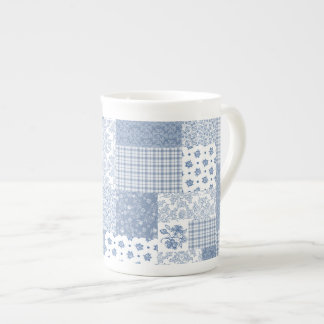 Taza De Porcelana Nostalgic Indigo Faux Patchwork Bone China Mug