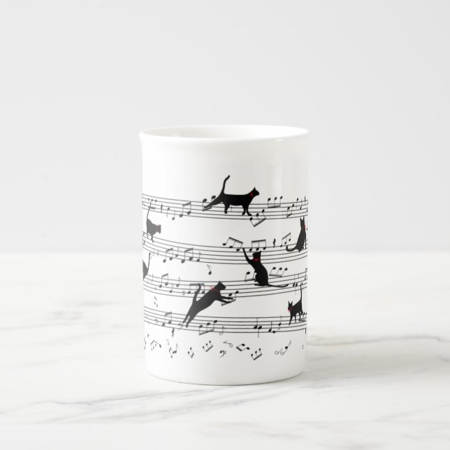 Taza De Porcelana Nota de reproducción de gato Música, Música de gat (Frente)