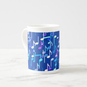 Taza De Porcelana Notas musicales impresas - azul índigo, multi