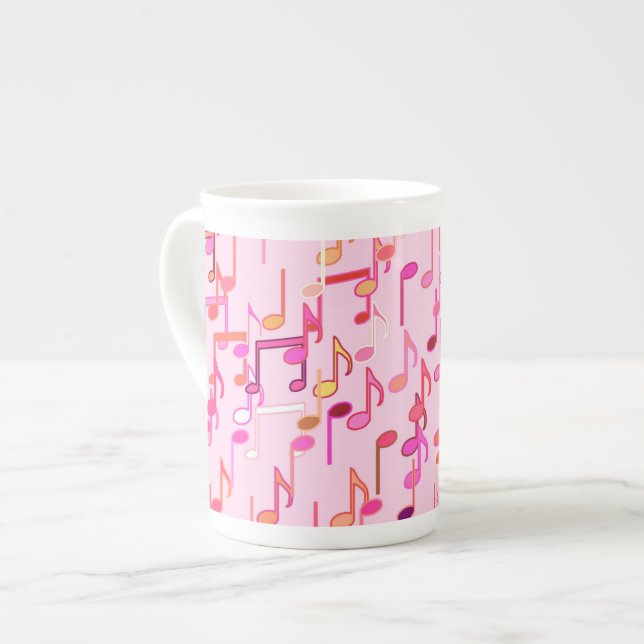 Taza De Porcelana Notas musicales impresas - rosa, multi (Izquierda)