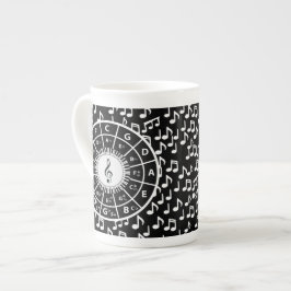 Taza De Porcelana Notas musicales y círculo de quince