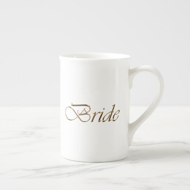 Taza De Porcelana Novia, elegante y chic escritura en oro blanco (Derecha)