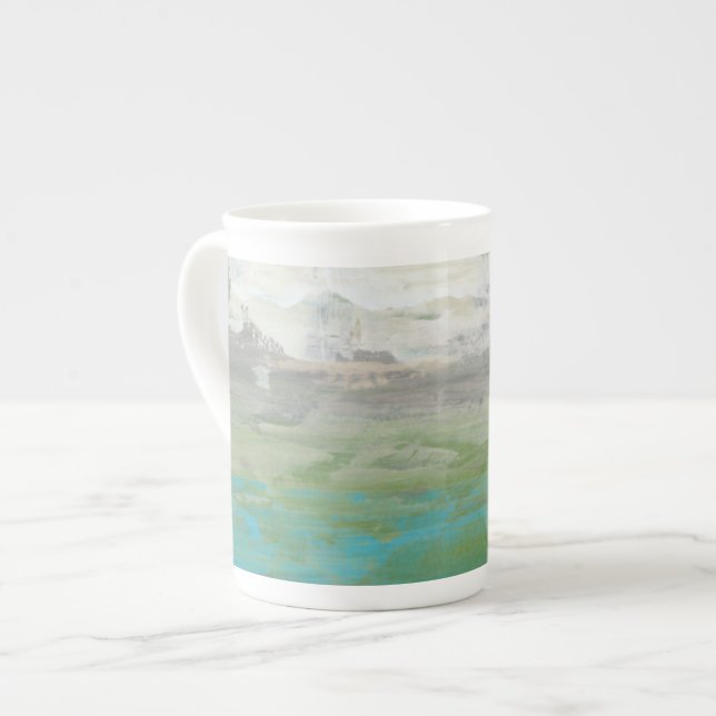 Taza De Porcelana Nubes blancas con vistas a un hermoso paisaje (Izquierda)