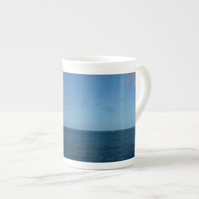Taza De Porcelana Océano azul del horizonte de Santa Lucía (Derecha)
