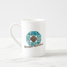 Taza De Porcelana Octagon abstracto con Plaza Marrón y Ci Opuesta