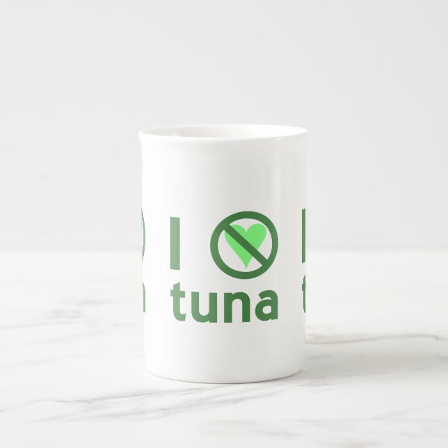 Taza De Porcelana Odio el atún verde (Frente)