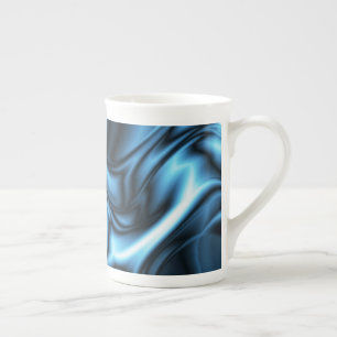 Taza De Porcelana Ola de seda azul