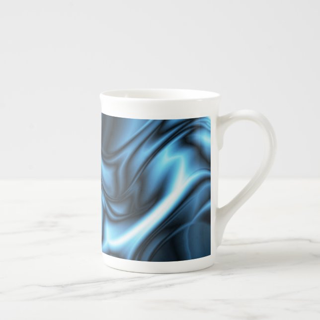 Taza De Porcelana Ola de seda azul (Derecha)
