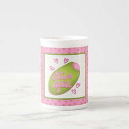 Taza De Porcelana Olive Me Loves Olive You Divertido Amor Retro