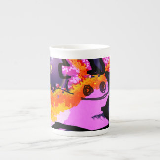 Taza De Porcelana Onda divertida de axolotl rosa