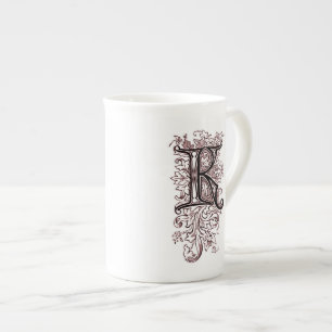 Taza De Porcelana Ornate Vintage Monograma 'K'