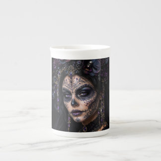Taza De Porcelana Orquídea Amatista Calavera – Calavera Siniestra de