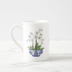 Taza De Porcelana Orquídea blanca en cerámica Bowl de Chinoiserie