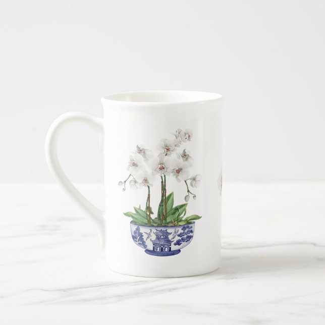 Taza De Porcelana Orquídea blanca en cerámica Bowl de Chinoiserie (Izquierda)
