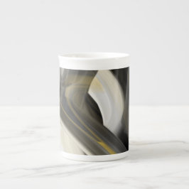 Taza de porcelana ósea Arte abstracto negro blanco