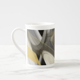 Taza de porcelana ósea Arte abstracto negro blanco