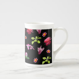 Taza de porcelana ósea con estampado floral de pri
