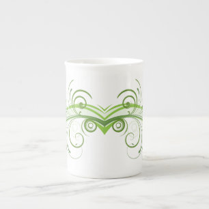 Taza de porcelana ósea elegante con arte gráfico a
