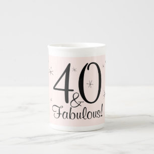 Taza de porcelana ósea Flamingo Pink 40 y ¡Fabulos
