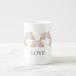 Taza de porcelana ósea Floral Boho Arcoíris
