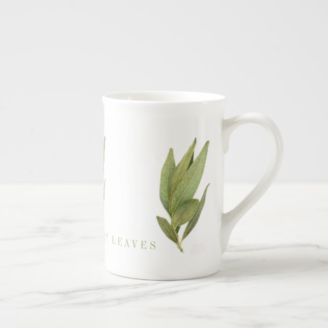 Taza de porcelana ósea FRESH BAY LEAVES (Derecha)