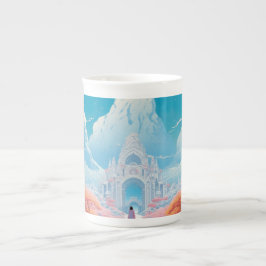 Taza de porcelana ósea 'Palacio de Montaña Etéreo'