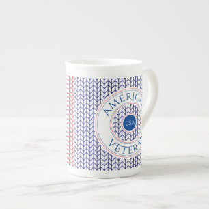 Taza de porcelana ósea para veterano americano