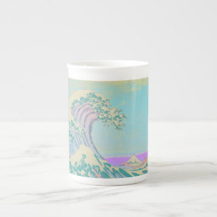 Taza de porcelana ósea pastel Gran Ola