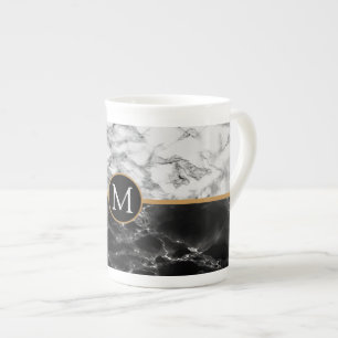 Taza de porcelana ósea personalizada con letra