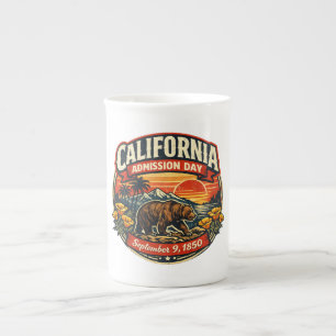 Taza De Porcelana Oso Retro del Día de Admisión de California Vintag