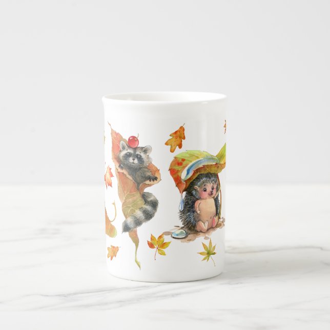 Taza De Porcelana Otoño otoño cúter Animals Clipart (Frente)