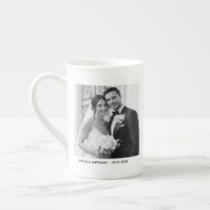 Taza De Porcelana Padres y Pareja Minimalista Dos Fotos Boda