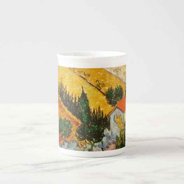 Taza De Porcelana Paisaje con House y PloughmaVincent van Gogh (Frente)