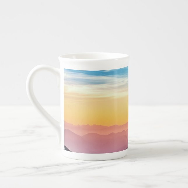 Taza De Porcelana Paisaje de montaña en Sunset (Izquierda)