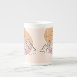 Taza De Porcelana Paisaje mínimo de montaña