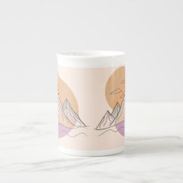 Taza De Porcelana Paisaje mínimo de montaña