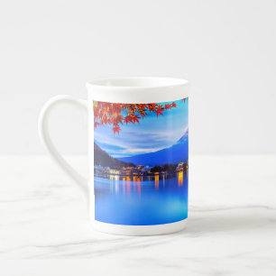 Taza De Porcelana Paisaje natural con fondo azul-20230