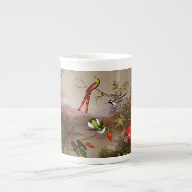 Taza De Porcelana Paisaje tropical con 10 Hummingbirds Heade (Frente)