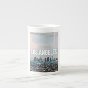 Taza De Porcelana Paisaje urbano retro de Los Ángeles Estética Ciuda