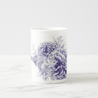 Taza De Porcelana Pájaro azul y Peony de "poca curiosidad"