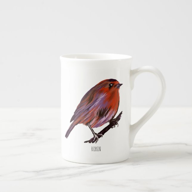 Taza De Porcelana Pájaro del petirrojo (Derecha)