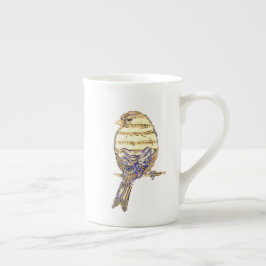 Taza De Porcelana Pájaro Lindo con Notas Musicales Personalizar